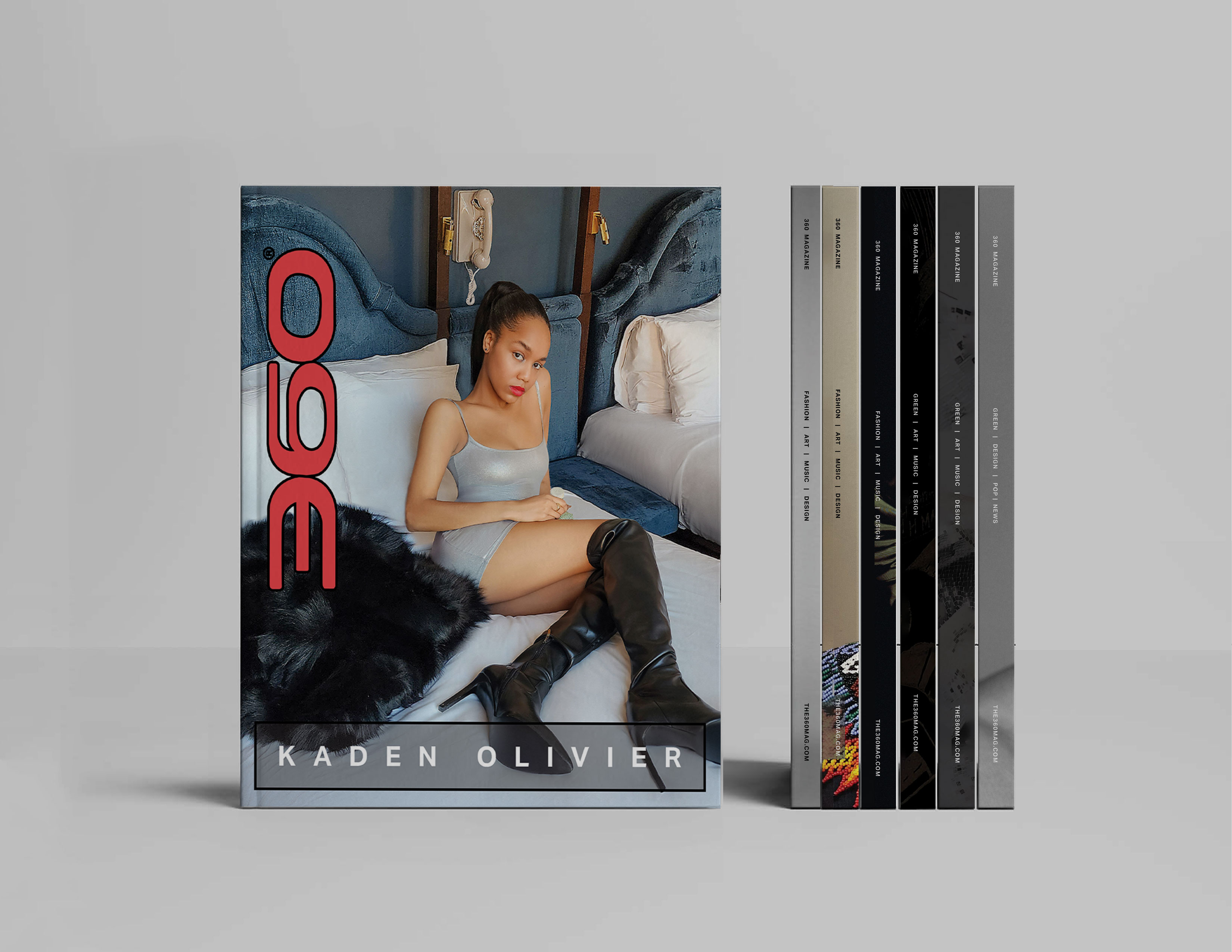 360 Magazine issues along with their covers featuring rapper/child actor Young Dylan and aspiring model Kaden Olivier.